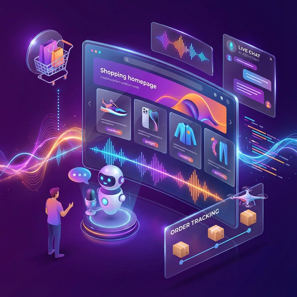 Interfaz de Agente de Voz IA de Agent Dragon gestionando soporte de pedidos e-commerce