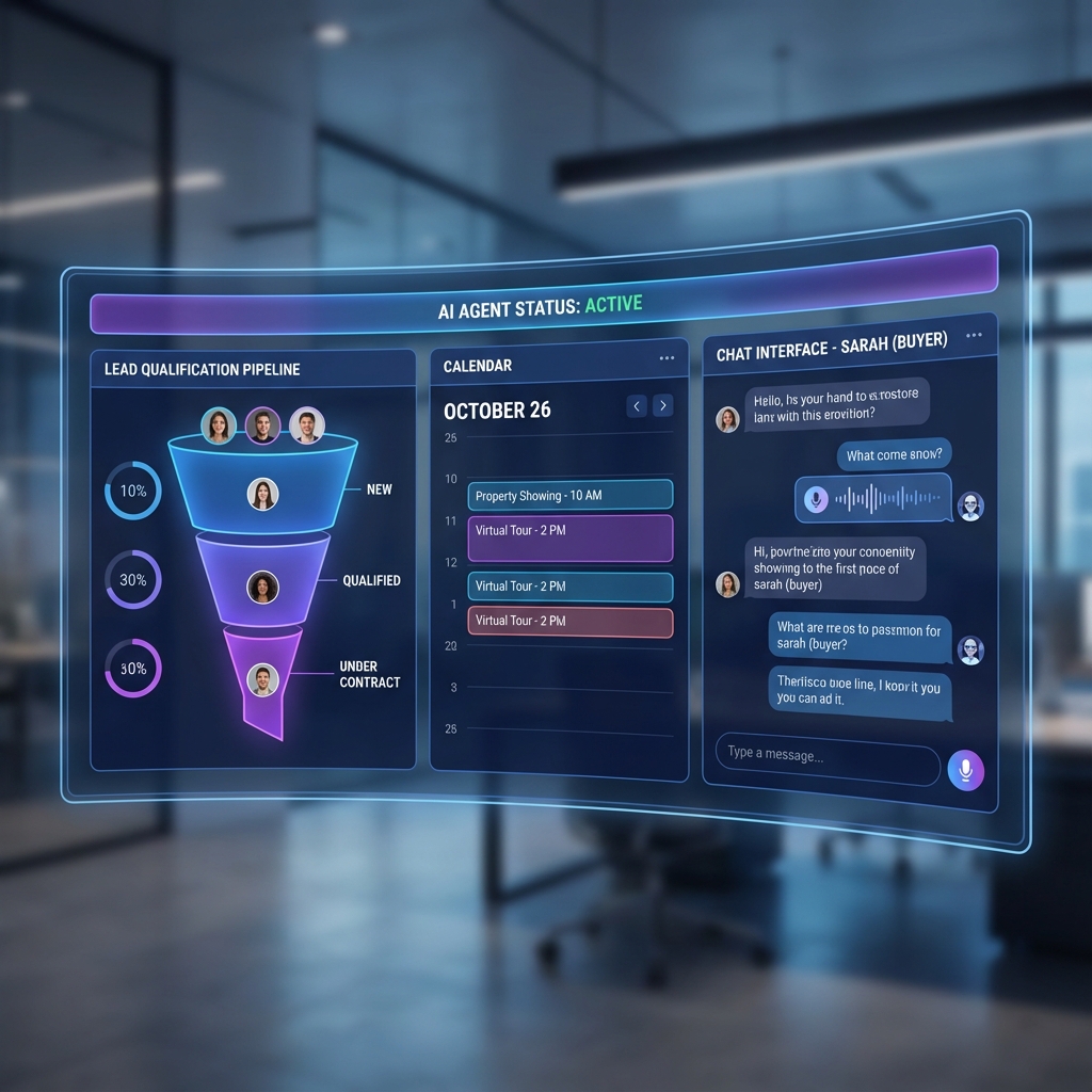 Interfaz de Agente de Voz IA de Agent Dragon para calificación de leads inmobiliarios